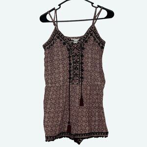 American Eagle Outfitters Boho Romper Mauve Black Cotton Blend Medium